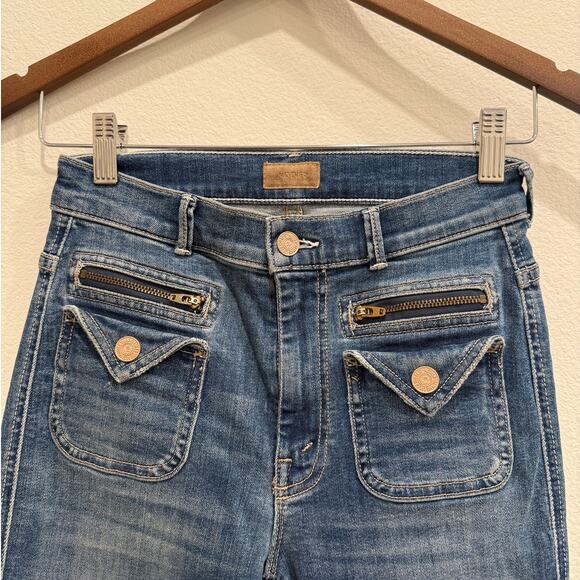 MOTHER Womens Sz 25 The Insider Crop Point Racing Hearts Jeans Casual Distressed - Picture 3 of 9